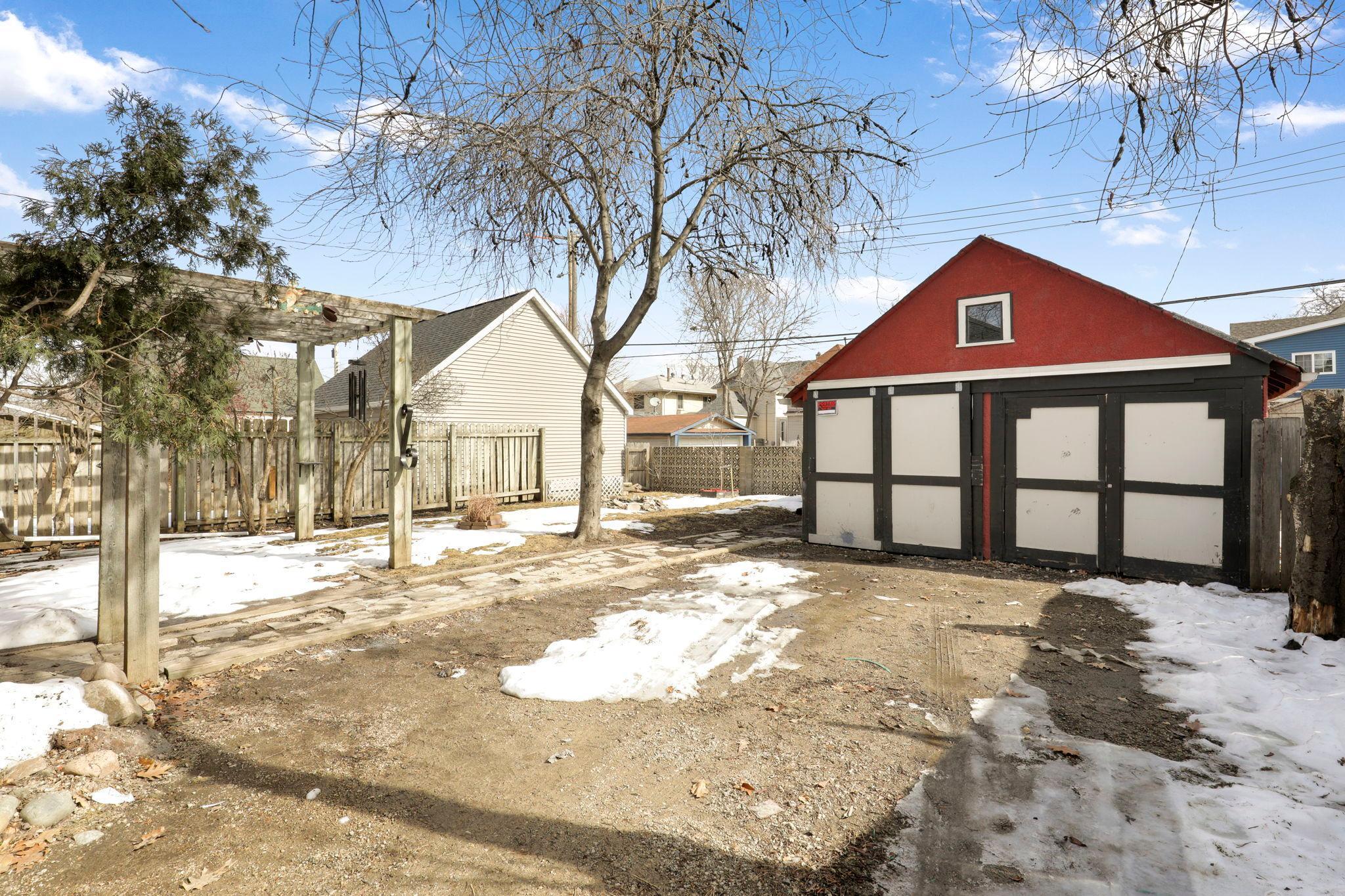 2 car garage with overhead storage.