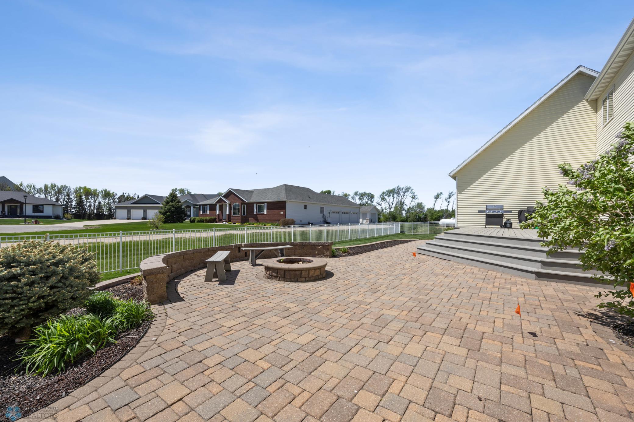 Brick patio with firepit