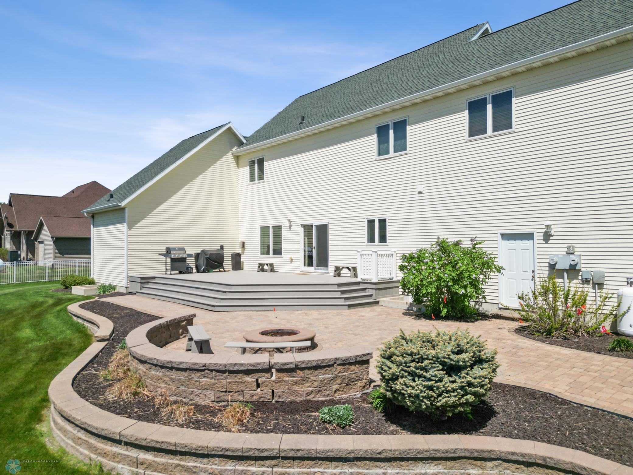 Brick patio with firepit