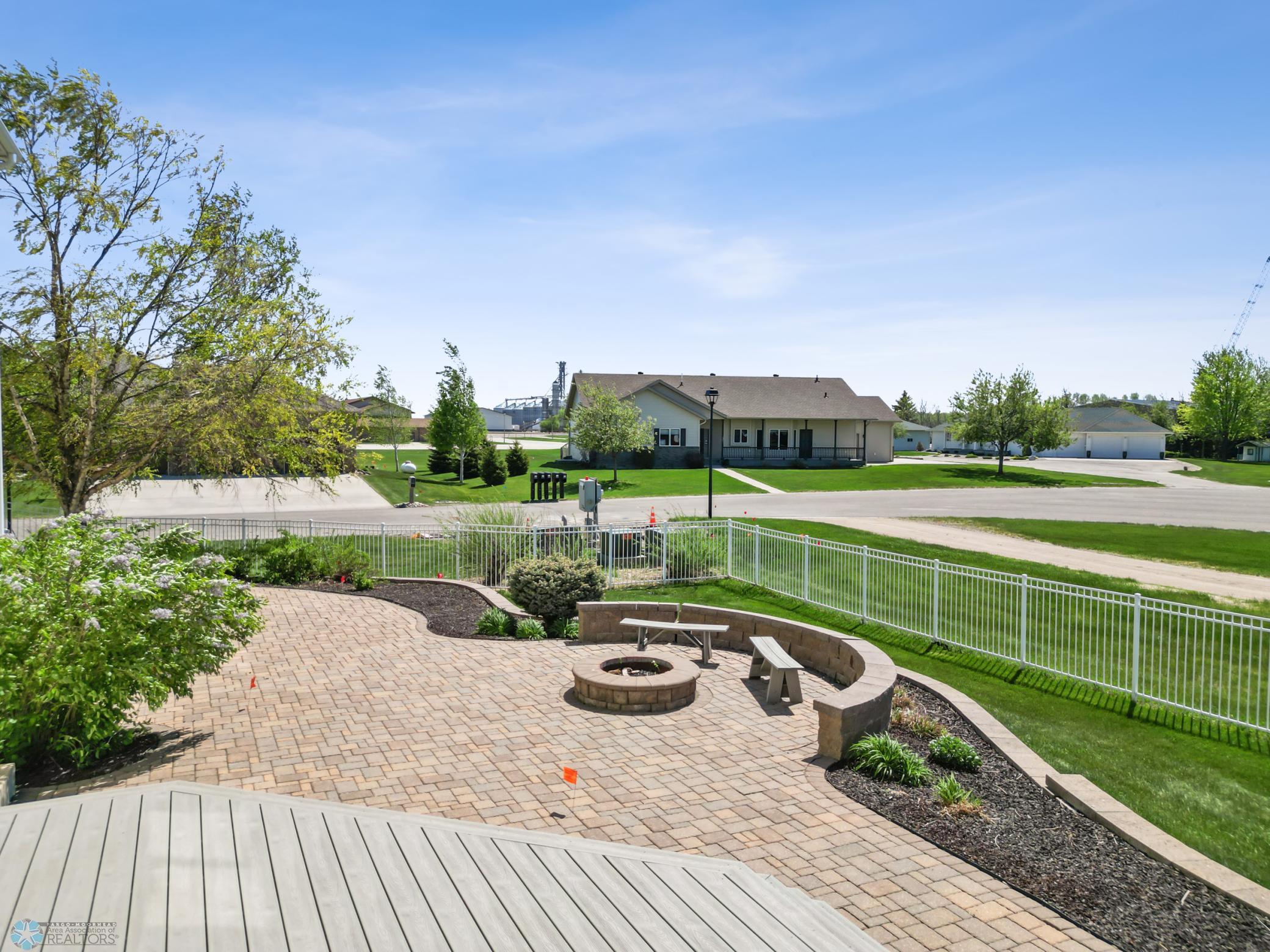 Brick patio with firepit