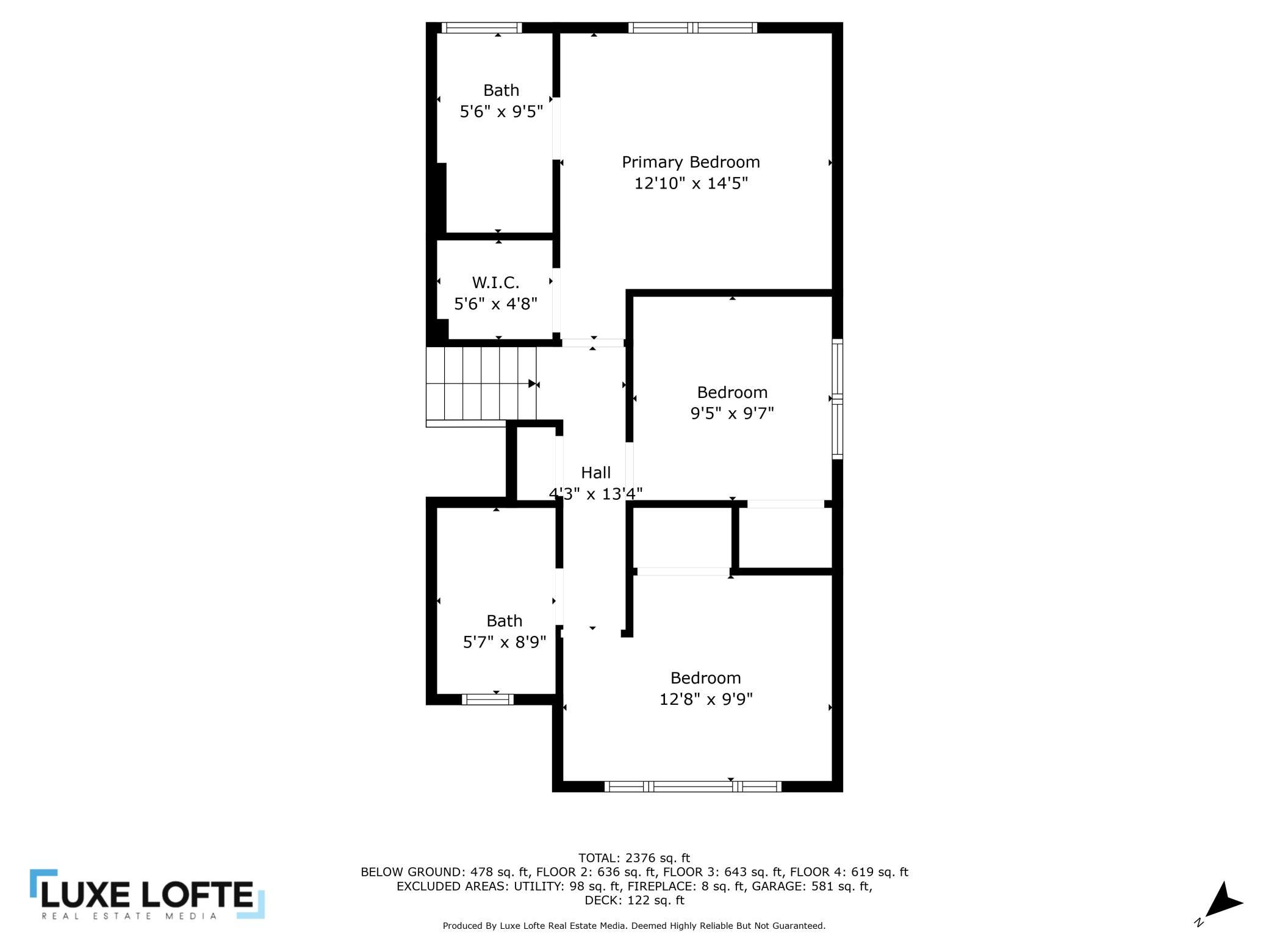 Upper level floor plan