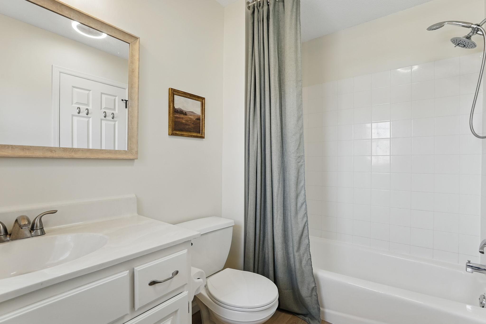 A second full bathroom on the upper level