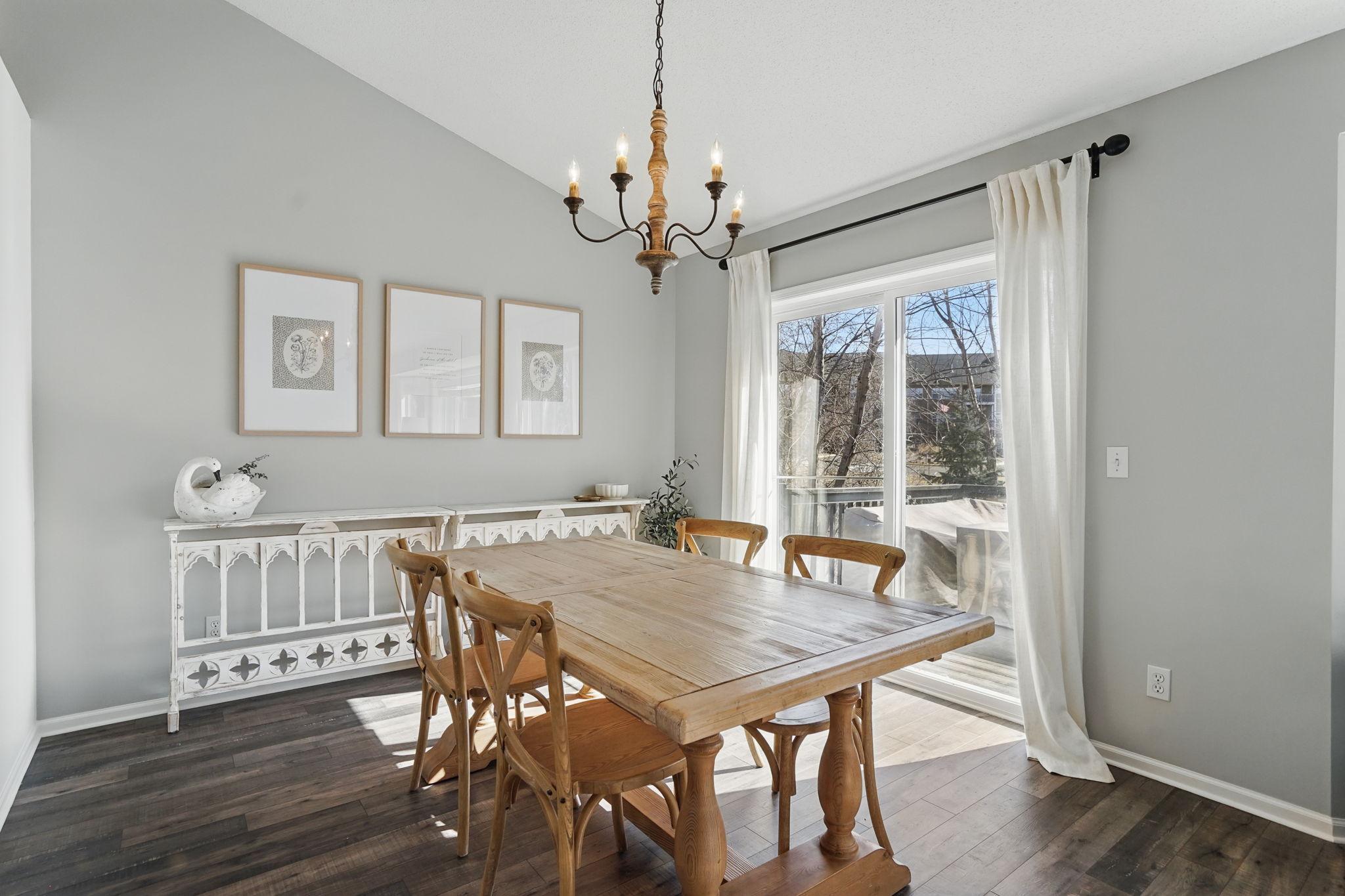 Dining room with access to backyard deck
