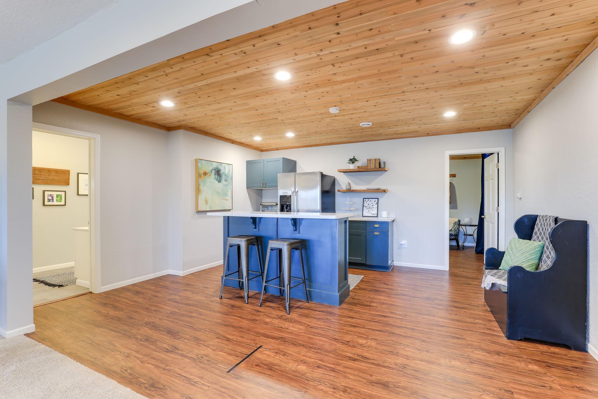 Lower level wet bar perfect for hosting or personal use