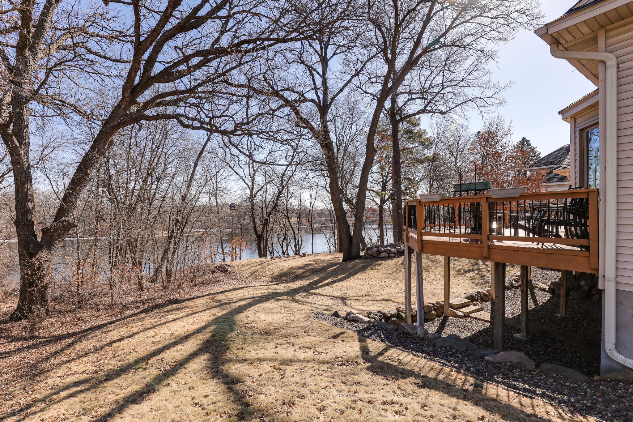 This backyard is a wonderful place to spot wildlife such as birds and deer.