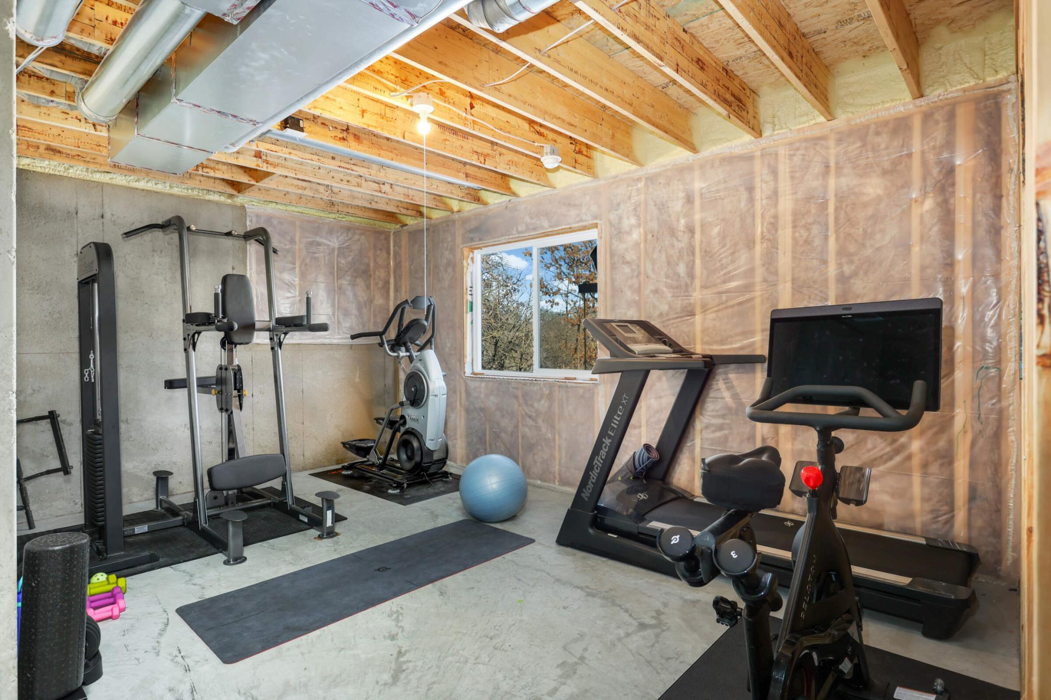 Exercise room in the lower level.