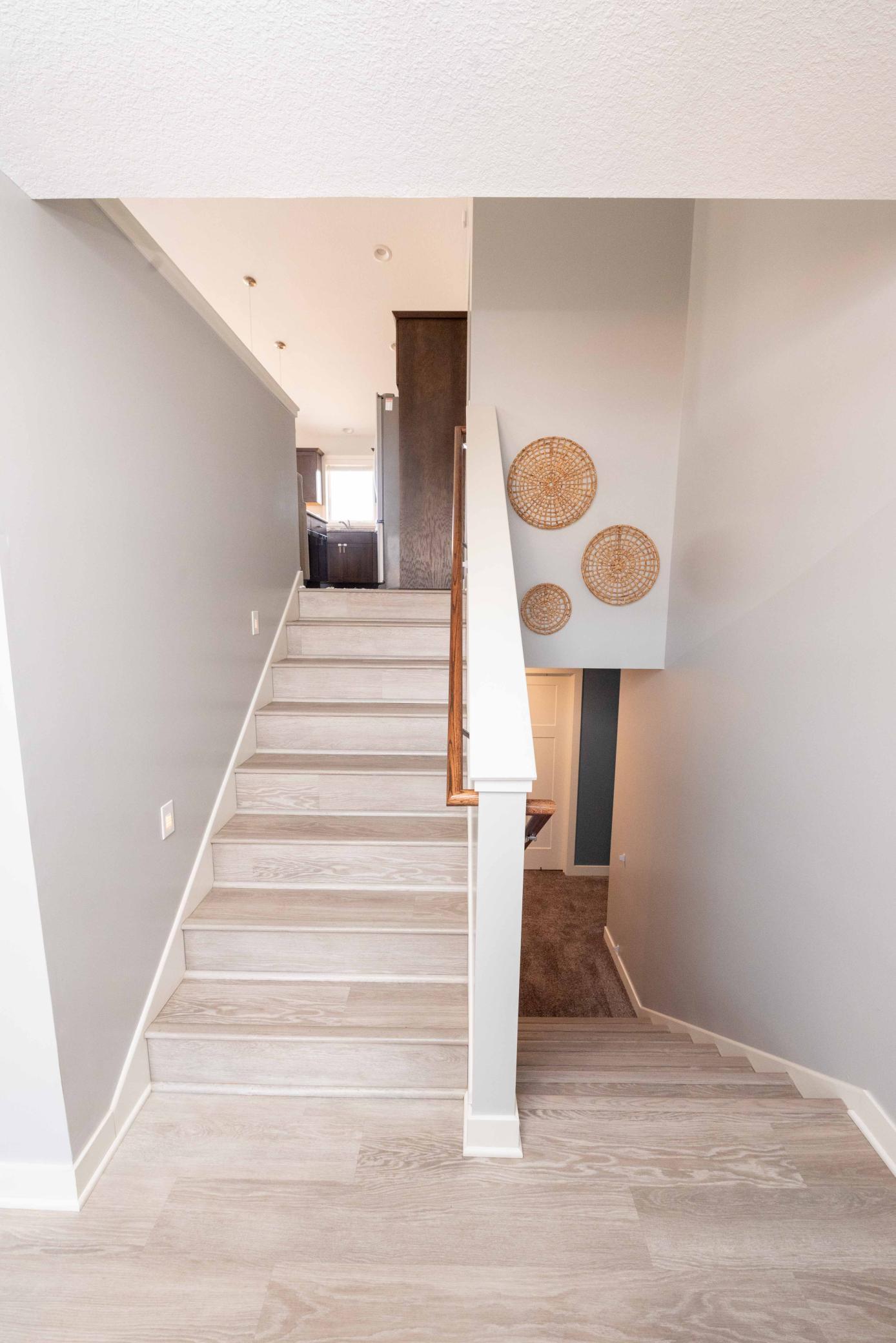 Steps are easy clean too. Never have to worry about worn carpets!!