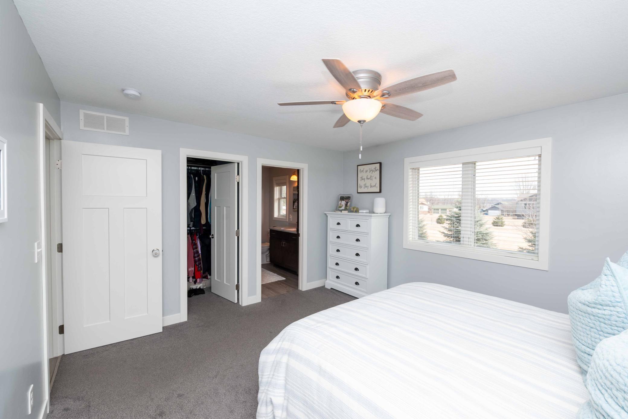 Builder chose mission style doors, and wooden blinds already fitted on all window. Ceiling fan to keep the summer breezes while you rest. Another reason why the home is BETTER THAN NEW! One less thing for you to do!