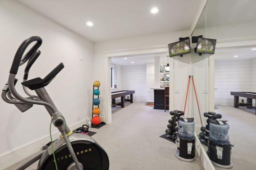 Mirrored dedicated exercise room when you don't feel like going for a walk to the lake:)