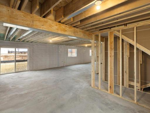 Unfinished Walkout Lower Level. Photo is taken of another home with similar plan and finishes.
