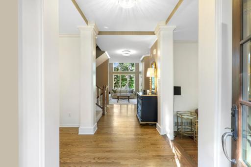There is a spacious family room and formal dining room upon entering the home.