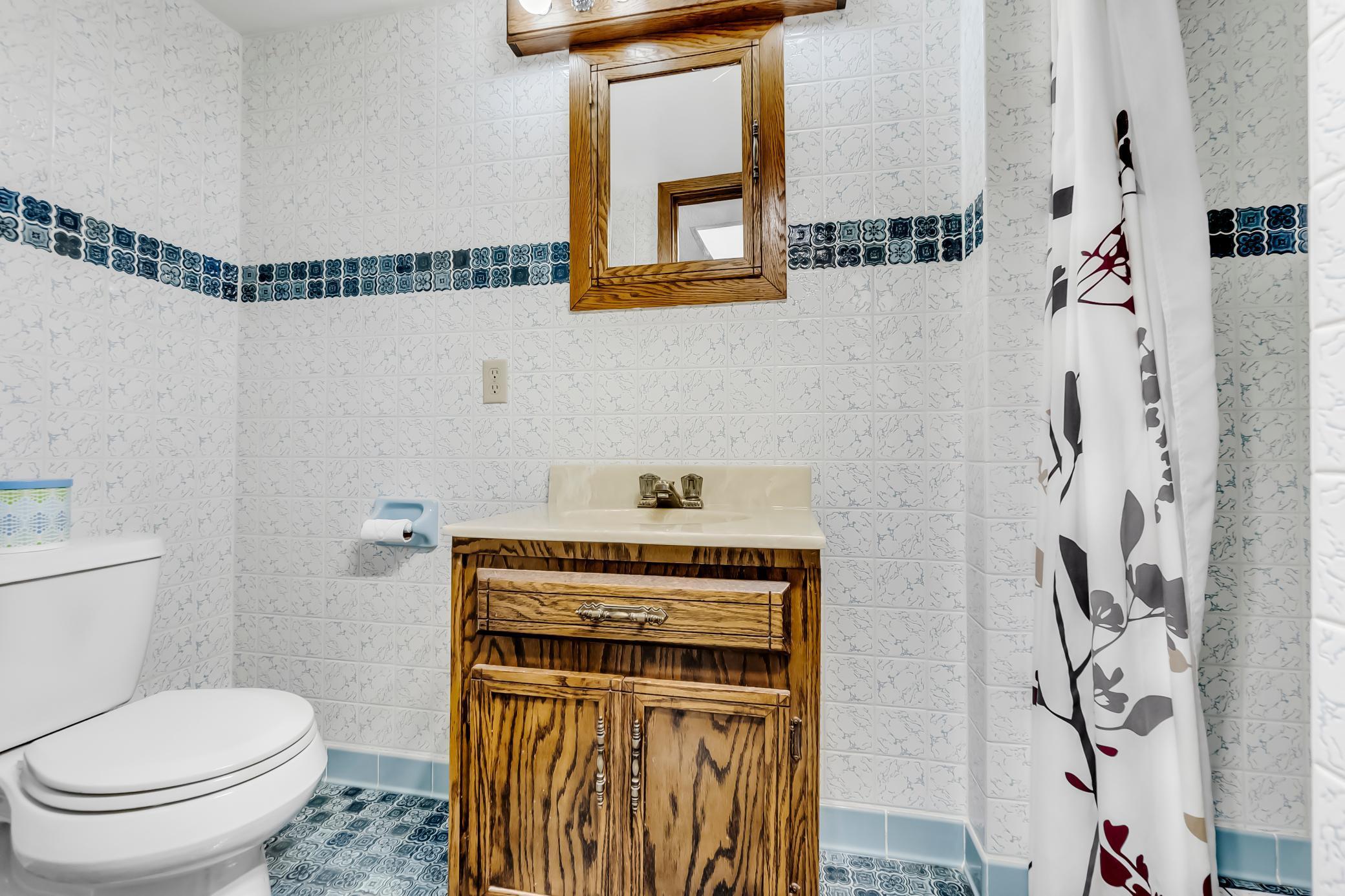 Convenient lower level bathroom