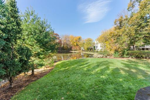 Additionally, it overlooks a serene pond, providing peaceful views and creating a tranquil atmosphere perfect for unwinding and enjoying nature.