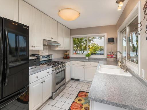 Kitchen with good counter space and lake views