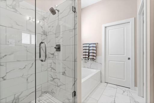 Tiles Walk-in Shower and separate Soaking Tub