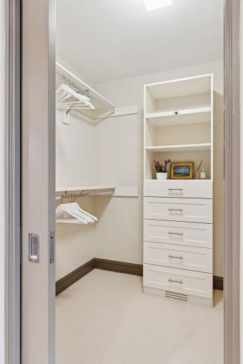 One of two spacious walk-in closets in the primary suite
