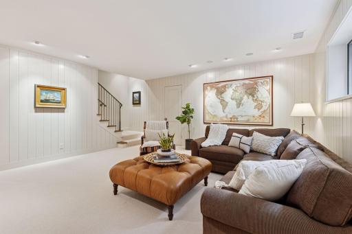 Lower level family room with heated flooring