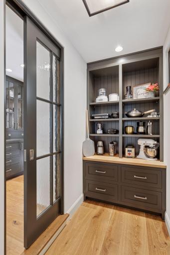 Additional pantry storage for subtle storage of all your favorite kitchen gadgets