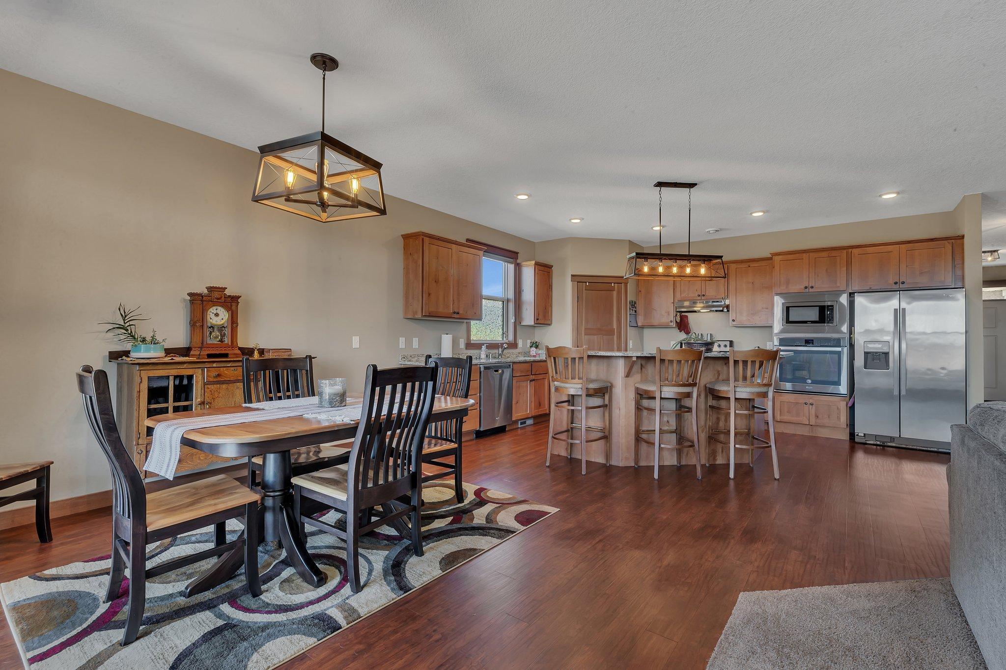 Dining adjacent from the kitchen for easy access to meals.