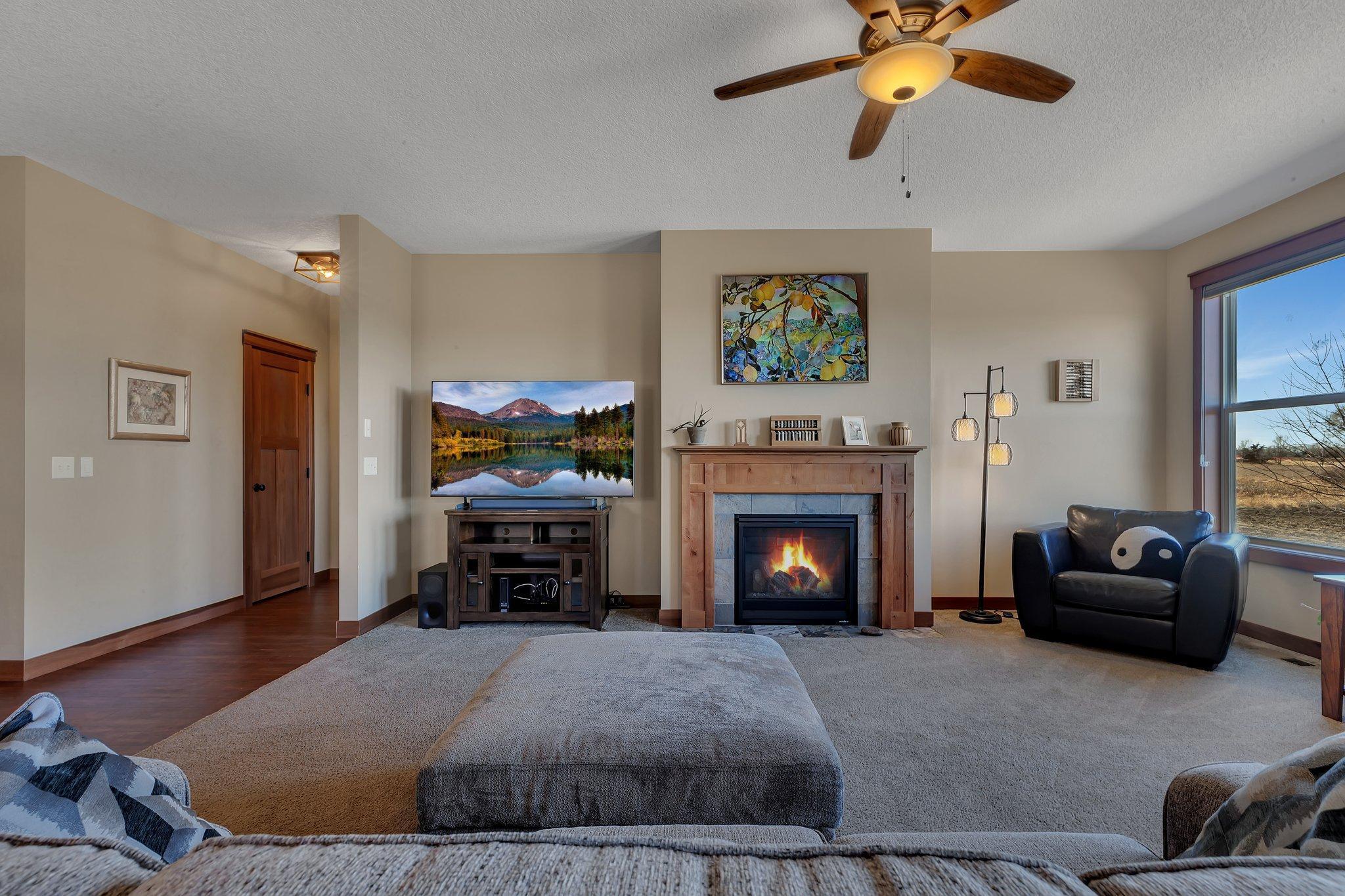 Room allows for versatile arrangements and encourages large comfortable seating.