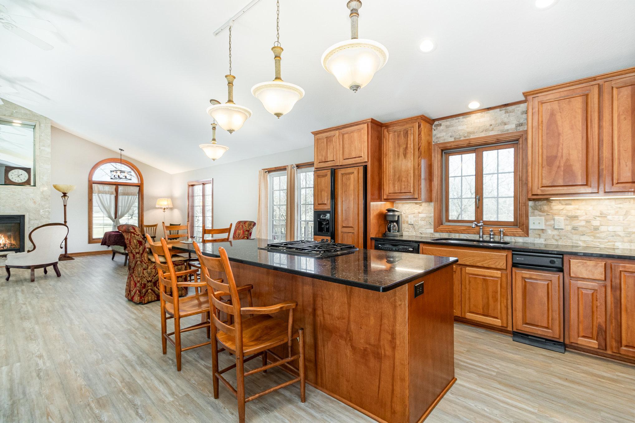 The layout and organization of the kitchen allow for efficient and smooth movement while performing kitchen tasks for food preparation, cooking and cleaning.