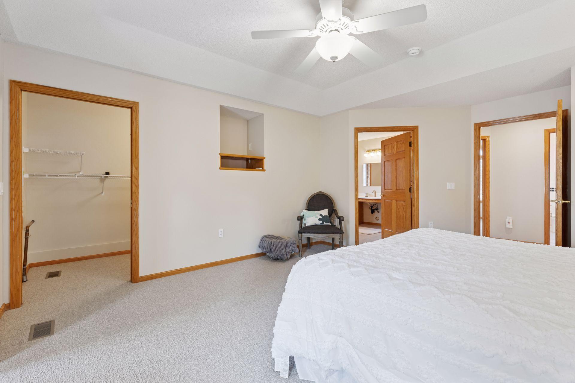 The expansive walk-in closet, offering plenty of space to organize your wardrobe and accessories with ease.