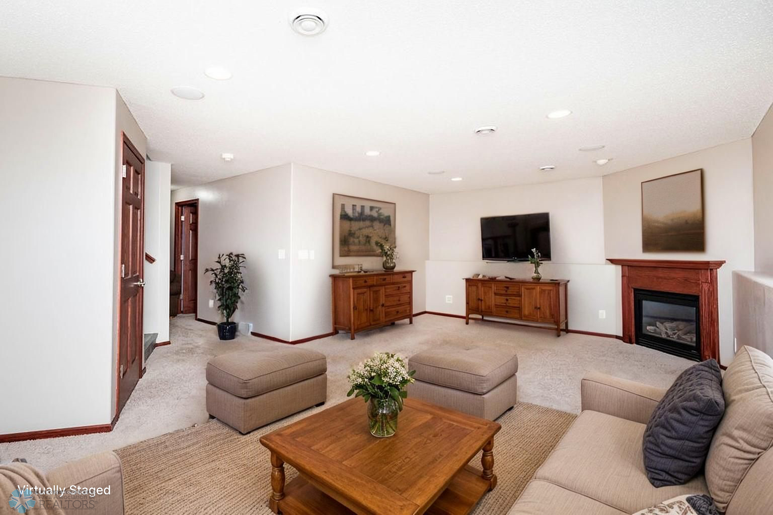 Comfortable Family Room with Fireplace
