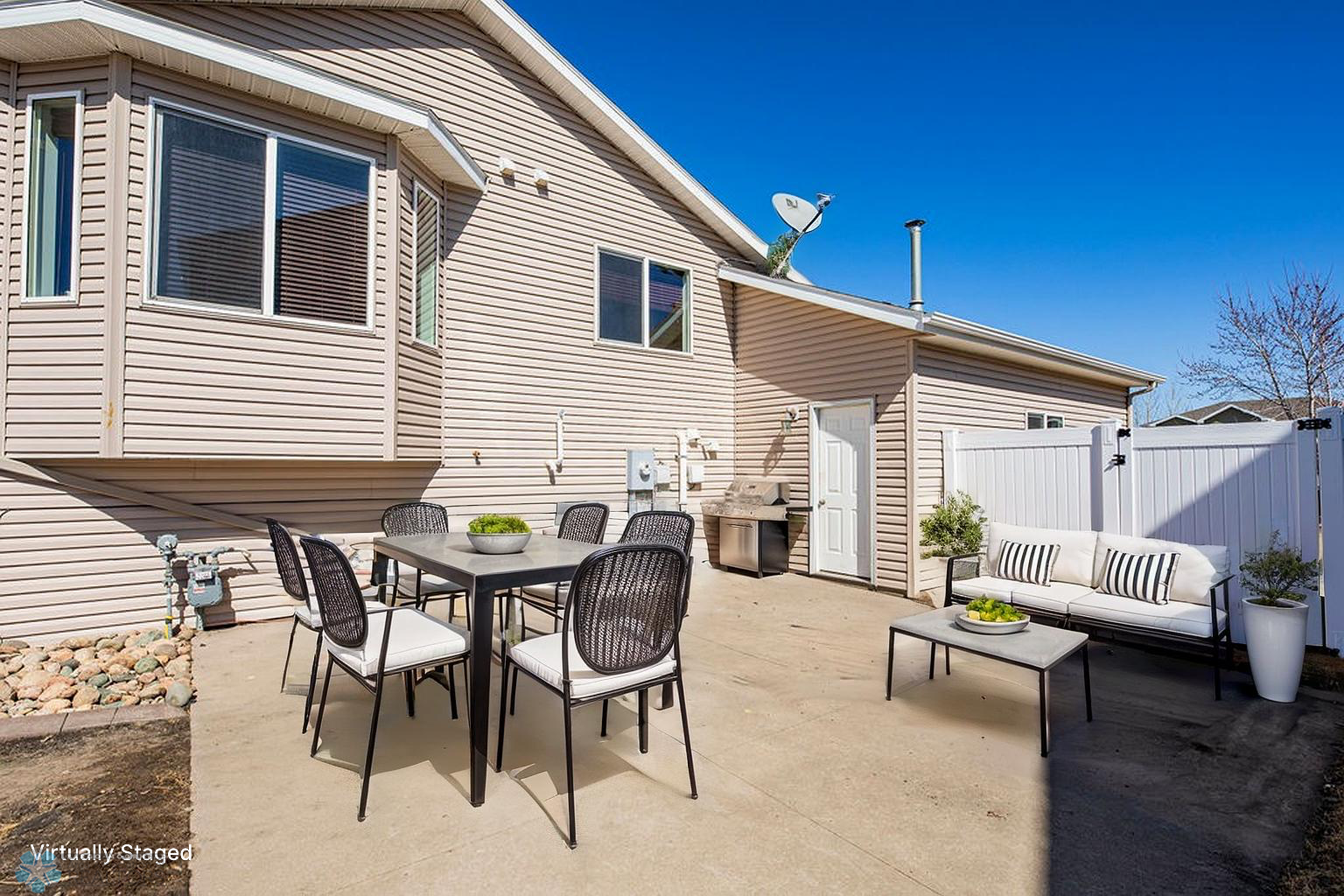 Patio for outdoor relaxation, bonfires or grilling