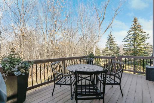 Spacious deck overlooking private backyard