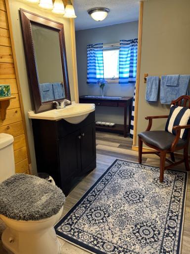 A look at the bathroom, freshly remodeled.