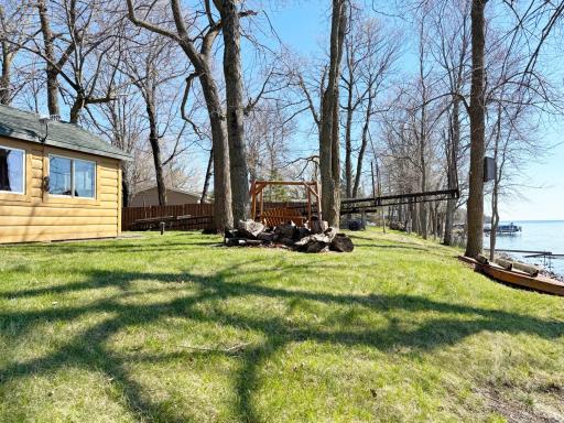 Looking across the front yard on the west side of the cabin.