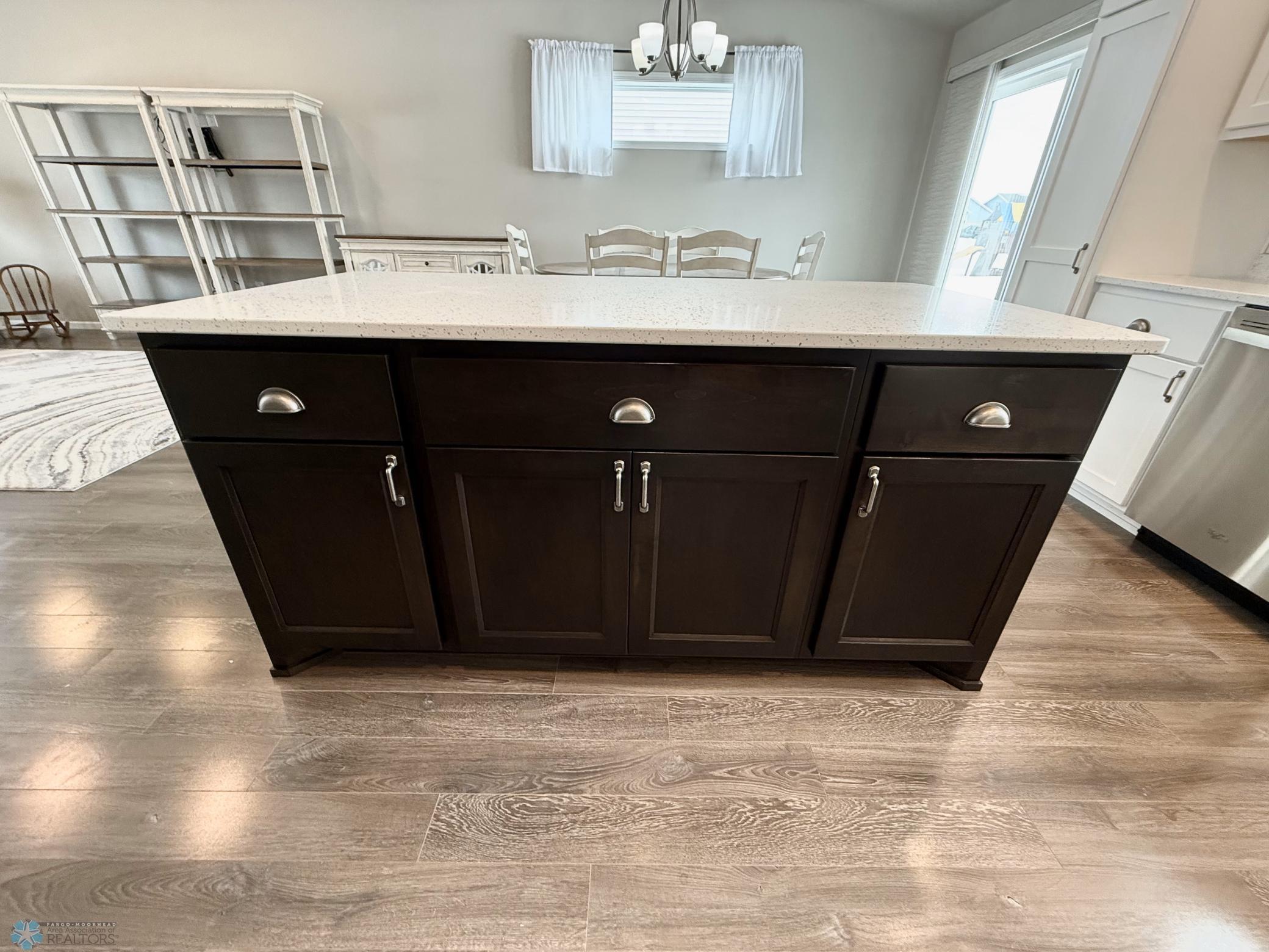 combination wood and white kitchen