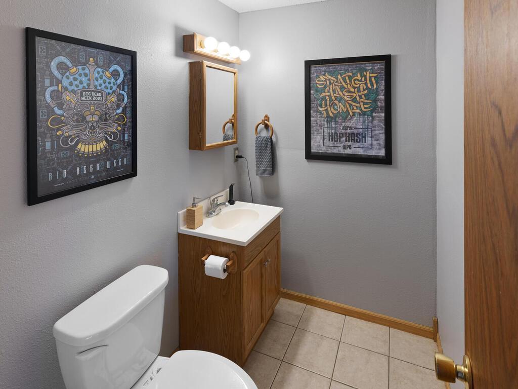 Lower level Bath with ceramic tile floor