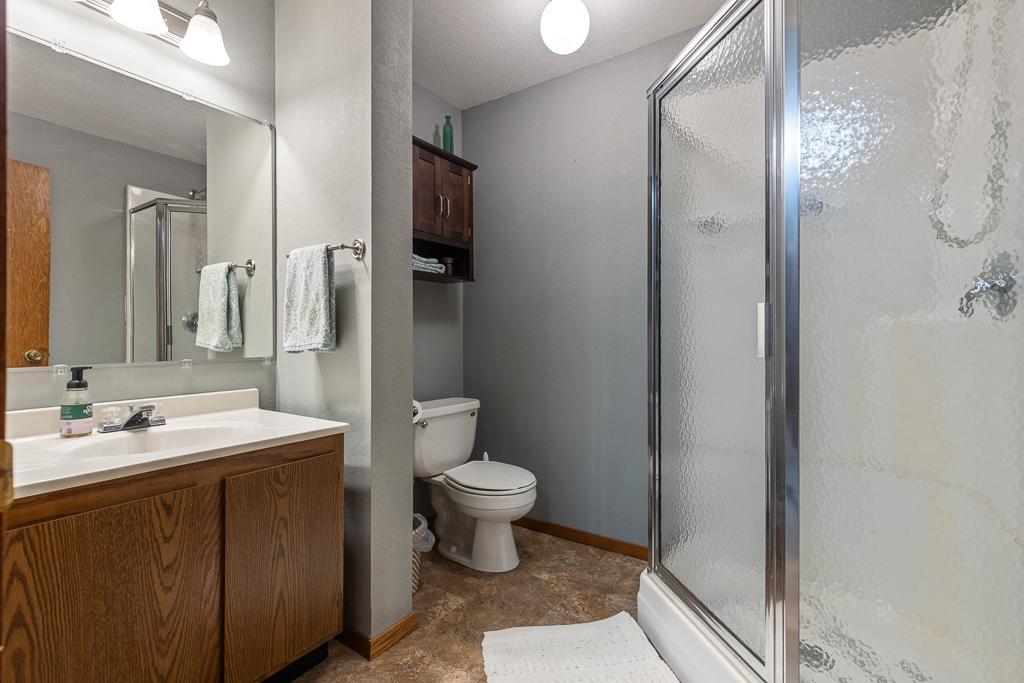The 3/4 bathroom adds convenience to the lower level living space
