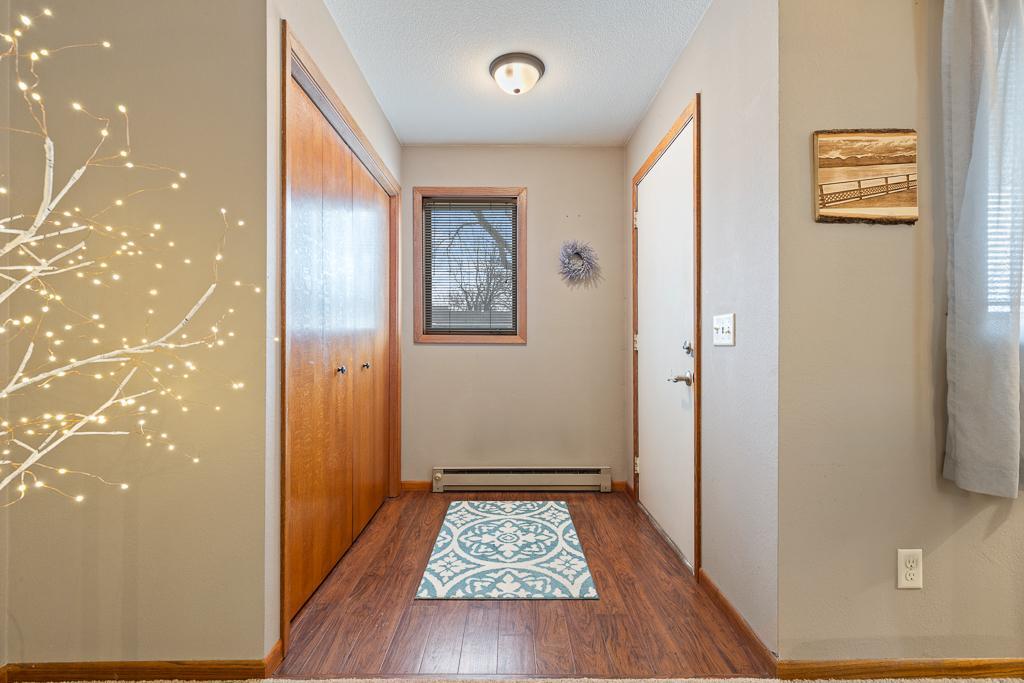 The front entry offers the perfect space to welcome guests and a coat closet for storing outdoor wear