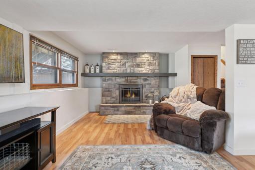 Cozy on up next to the woodburning fireplace
