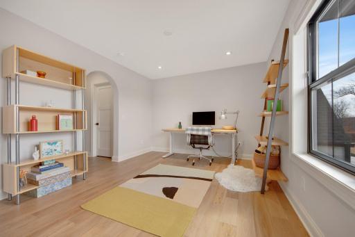 Bedroom three (currently being used as a second work from home Office). The GORGEOUS flooring continues..