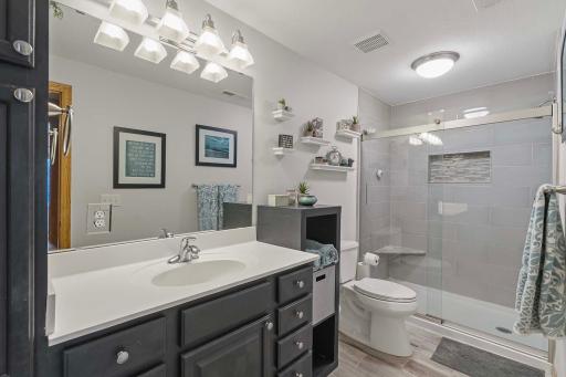 Lower level three-quarter bath was recently updated.