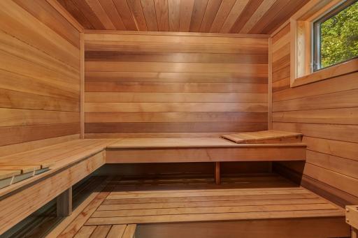 Unwind in this beautifully crafted sauna. It is the perfect retreat for soothing muscles and calming the mind. its the ideal spot to refresh and rejuvenate.