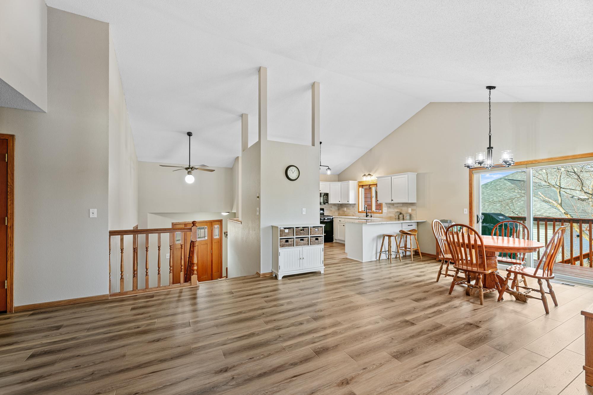 Once up the stairs, this open floor plan with new LVP flooring throughout!