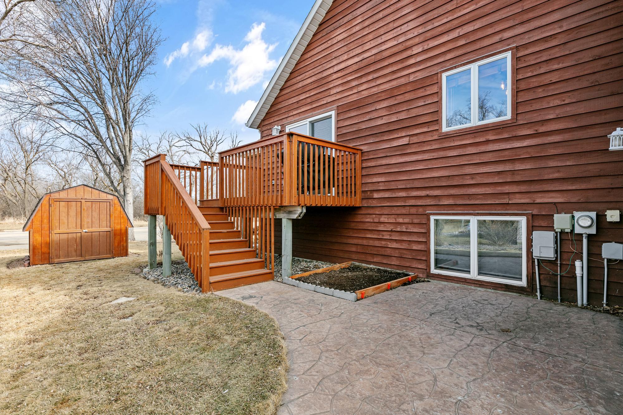 Deck and a little peek at the storage shed in back