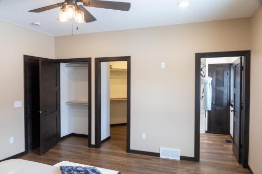 Master his and her closets and master bath