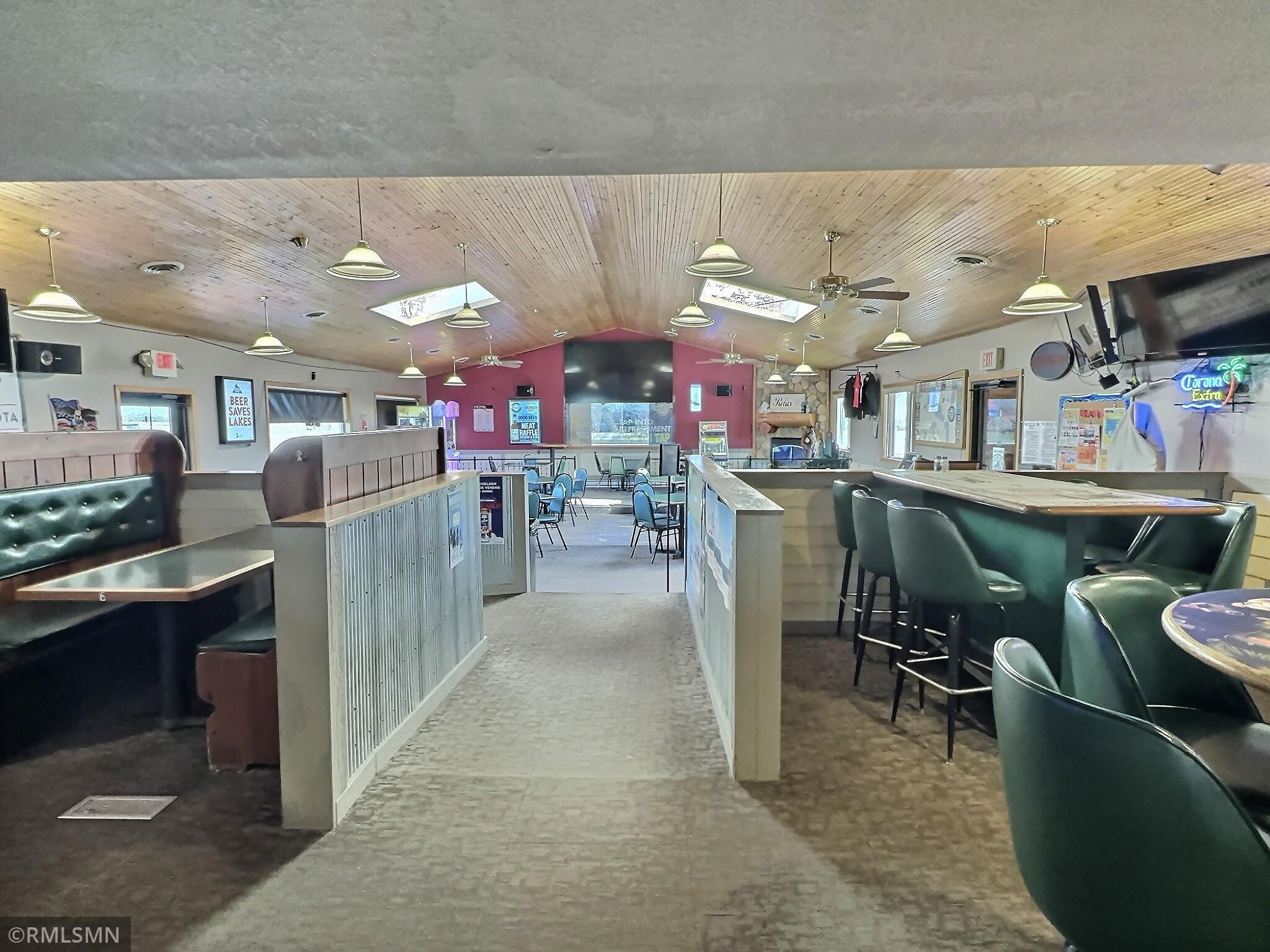 View from the bar area to the main dining area.