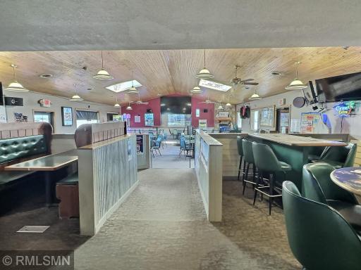 View from the bar area to the main dining area.