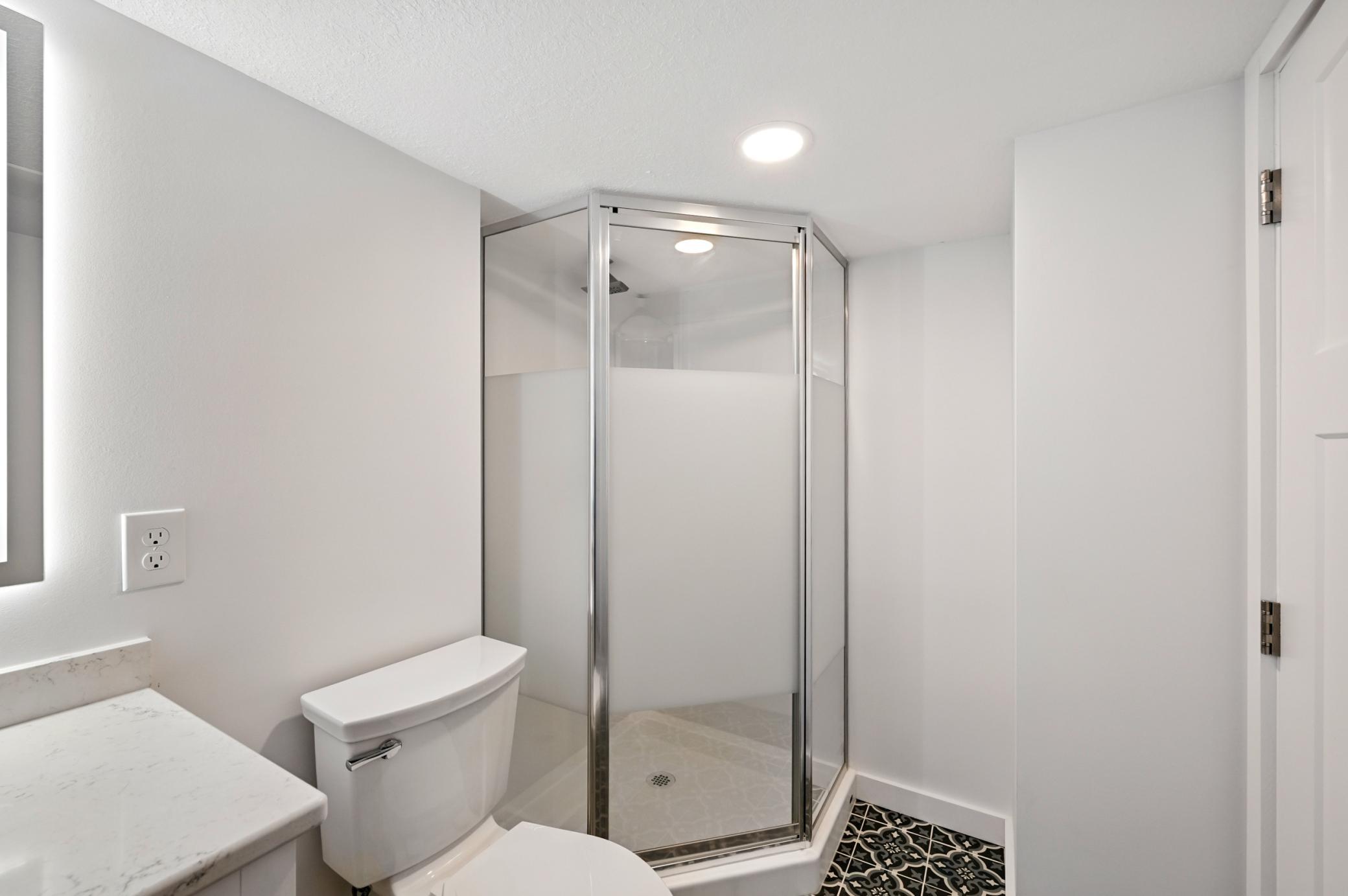 Lower level 3/4 bathroom that was recently renovated
