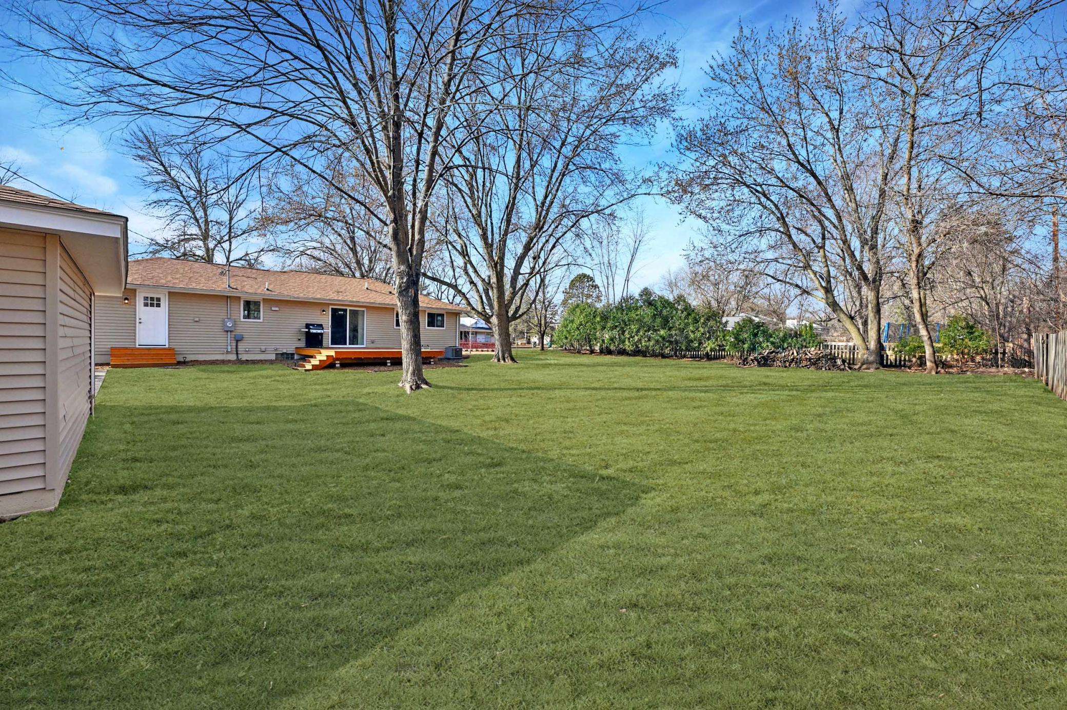 Expansive backyard with a new deck