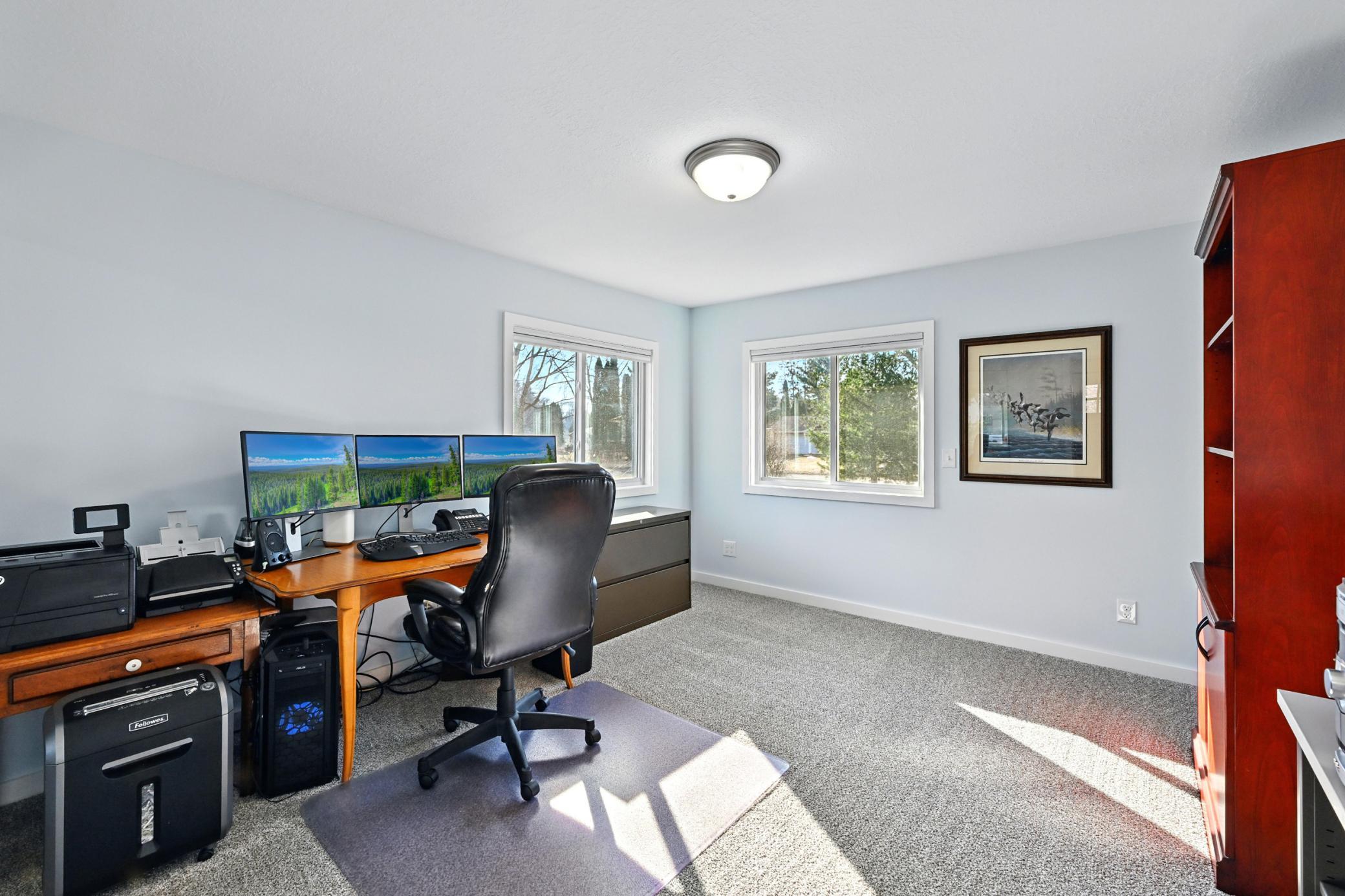 Spacious main level 3rd bedroom with new plush carpet and ample natural light