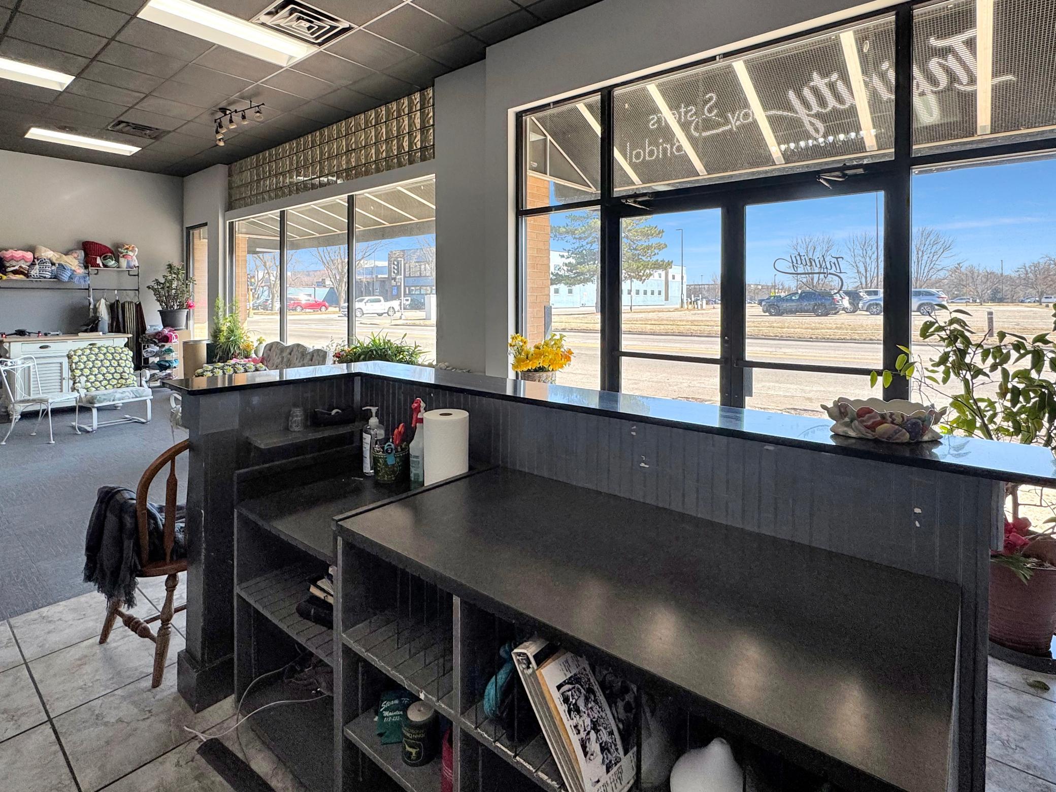 View from reception desk to store front