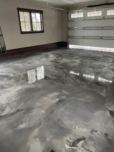 Beautiful garage floor that is also heated