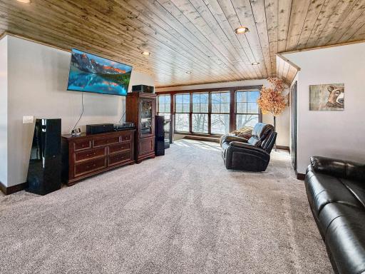 Upper family room with lake views of both sides